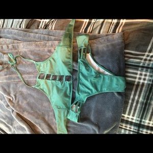 green high neck bikini